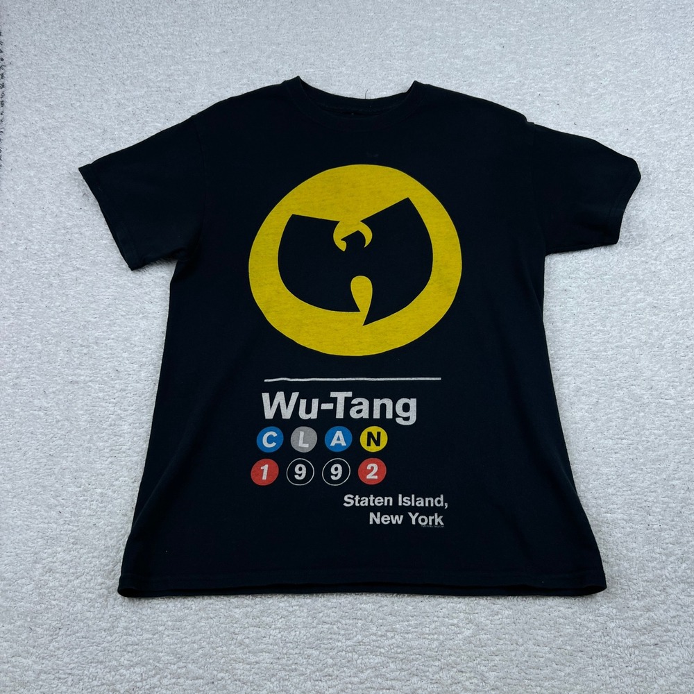 Wu-Tang Clan Mens Black Graphic T-Shirt Staten Island 1992 Subway Design Size M